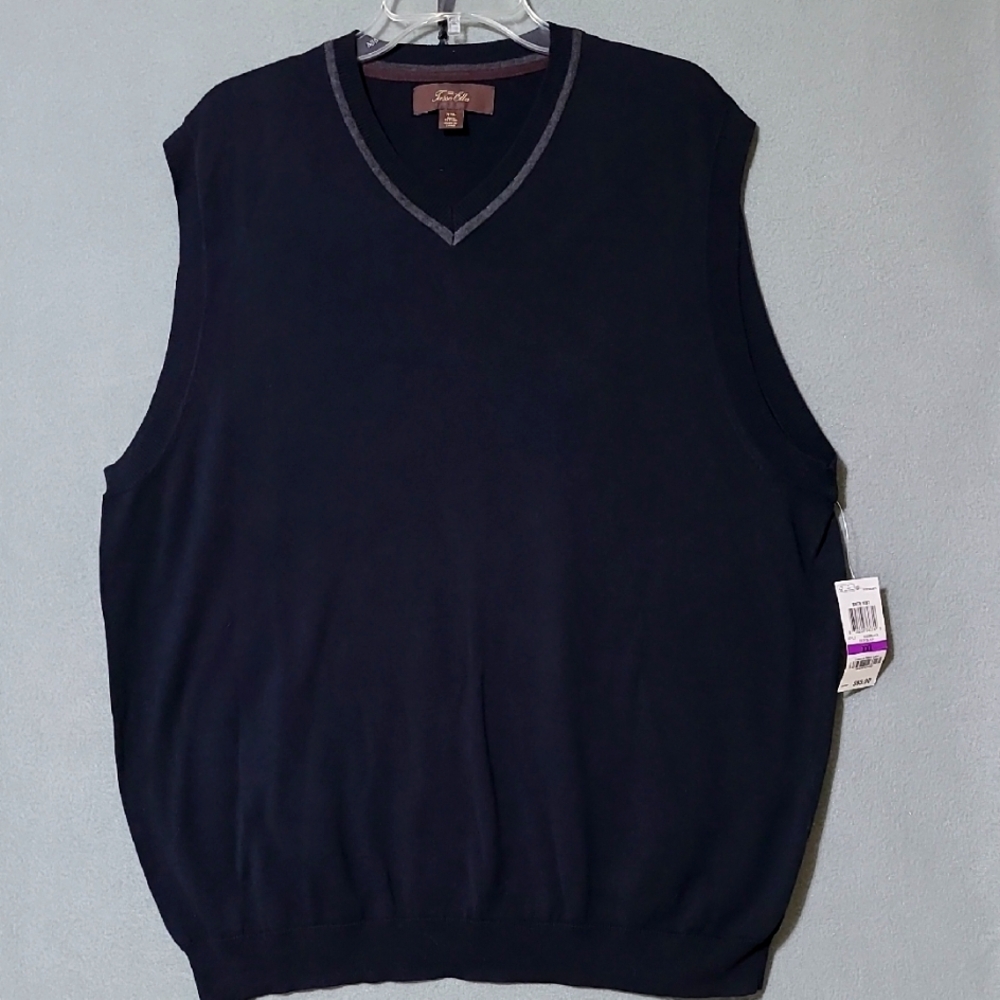 TASSO ELBA Black V-Neck Sleeveless Sweater Vest - Size XXL New with Tags
